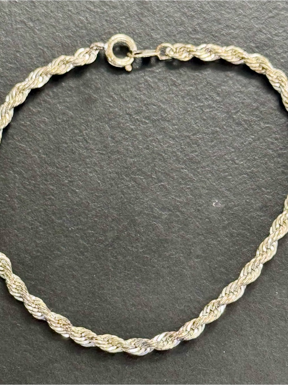 Silver Toned Rope Chain Bracelet - Approx 7"- Costume Jewelry